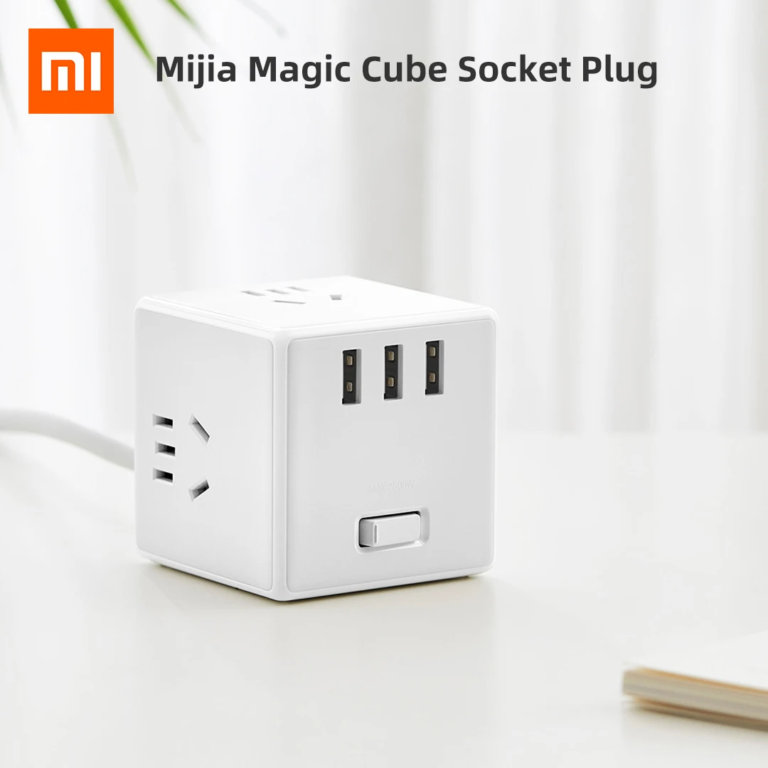 

Розетка Xiaomi Magic Cube универсальная с несколькими USB-кабелями, зарядное устройство, адаптер питания с 6 гнездами, переходник