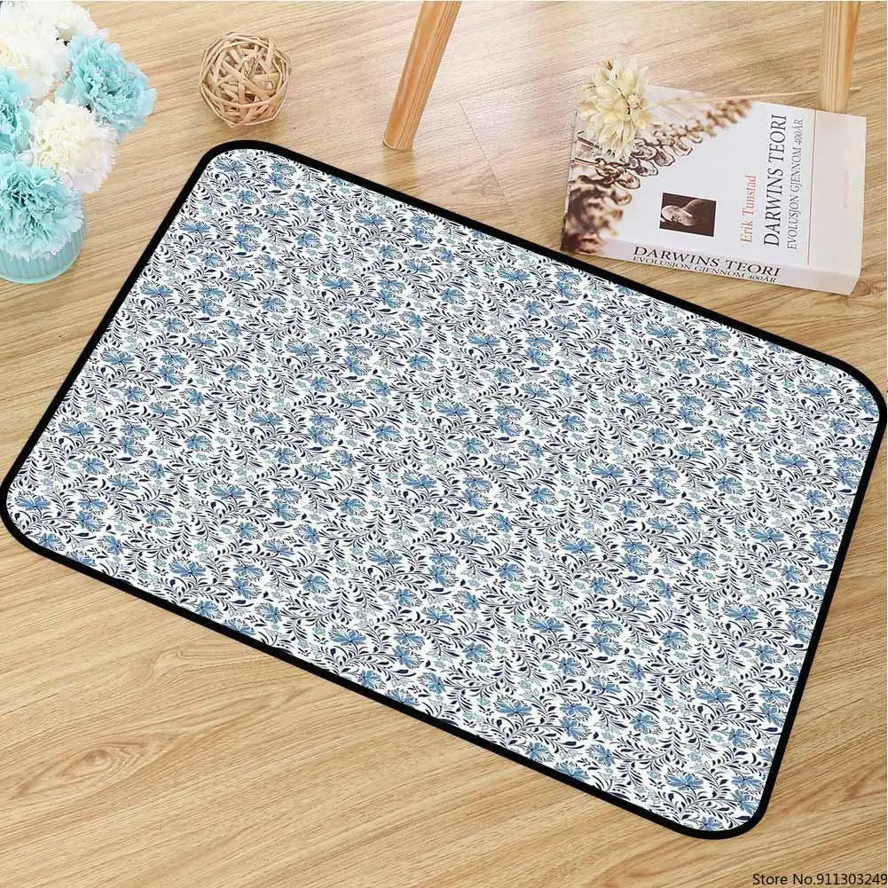 Цветочный принт на входе уличный дверной коврик цветущие Bluebelles Feng Shui ботаника