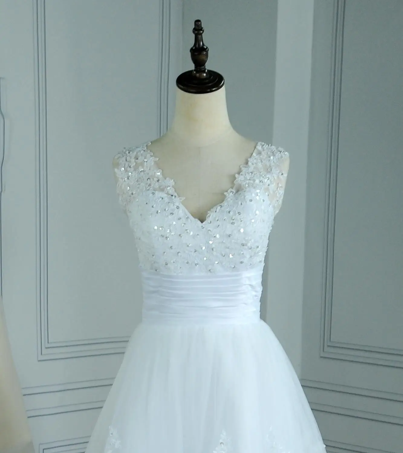 MIQILADUNA 2019 Короткие свадебные платья с вышивкой Vestidos De Novia v образным вырезом
