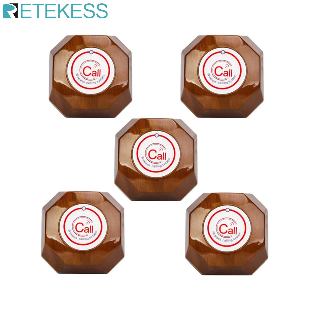 Pager для звонков Retekess 5 шт. T133 433 МГц кнопка вызова передатчик отеля офиса клиника