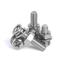2010sets m3 m4 m5 m6 gb818 304 stainless steel cross recessed pan head screws phillips screws bolts with nut washer