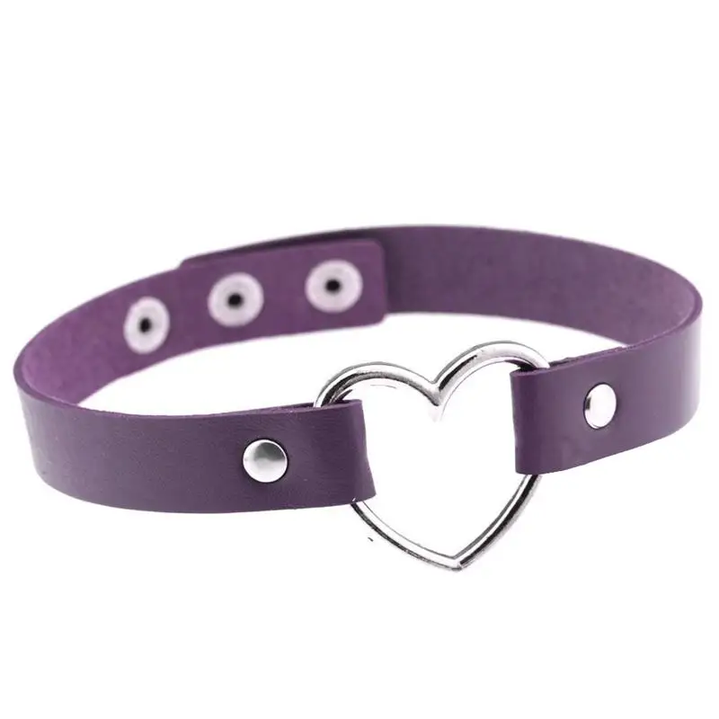 

1pc Creative Choker Vintage Rock Fashion Collar Punk Goth Style Heart Rivet Decor Choker Leather Necklace Jewelry Accessories