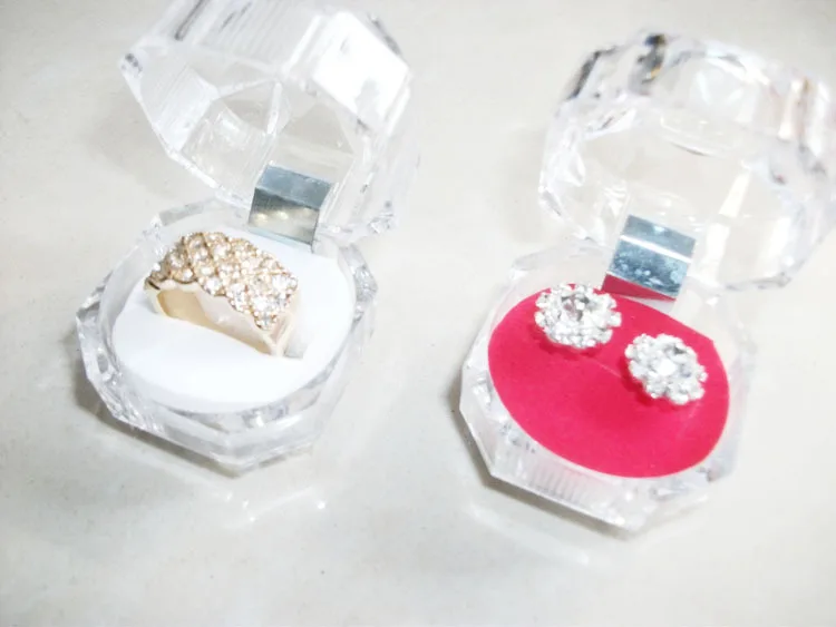 Пластиковые Восьмиугольные прозрачные серьги-гвоздики в коробке висячие серьги