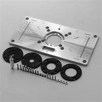 aluminiumx router table insert plate table for woodworking benches router plate wood tools milling trimming machine with rings