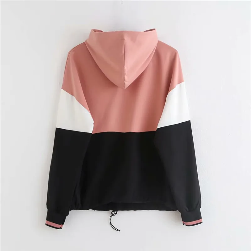 Новое поступление Винтажный Розовый бейсбольный пуловер бомбер контрастных