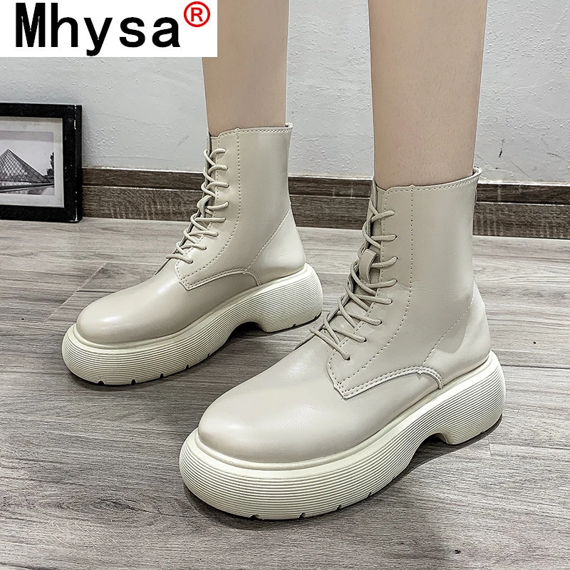 

Женские ботильоны из искусственной кожи на шнуровке, мотоциклетные ботинки на массивной платформе, модные женские ботинки в стиле панк на т...