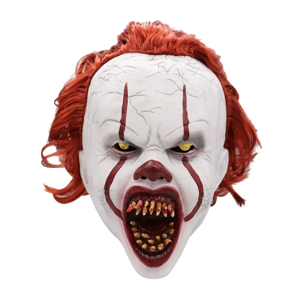 Светодиодный фонарь маска пеннивайза It Chapter Два страшных клоуна Косплей Хэллоуин латексные маски