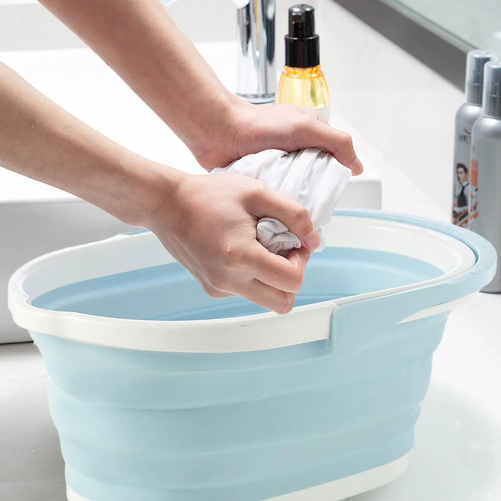 

Foldable Fruit Bowl Basket Household Clean Rice Wash Sieve Machine Vegetable Manual Collapsible Drainer Kitchen Cooking Tool