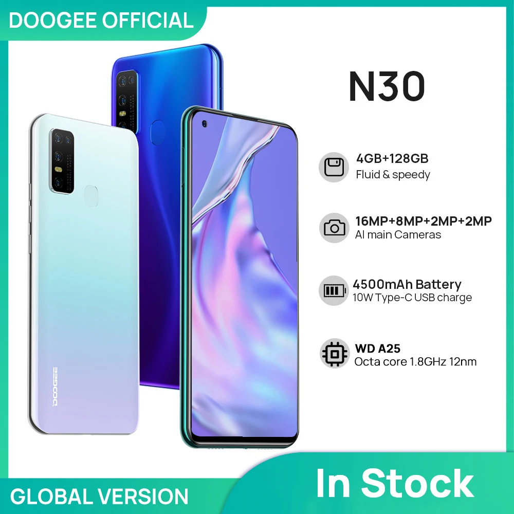 DOOGEE N30 смартфон с 5 дюймовым дисплеем восьмиядерным процессором ОЗУ 6 55 ГБ 128 мАч
