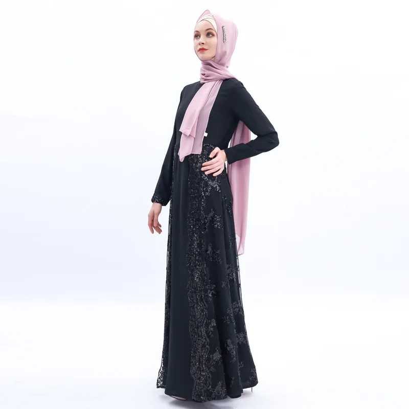 KALENMOS мусульманское Длинное Элегантное платье свободного кроя с длинным рукавом