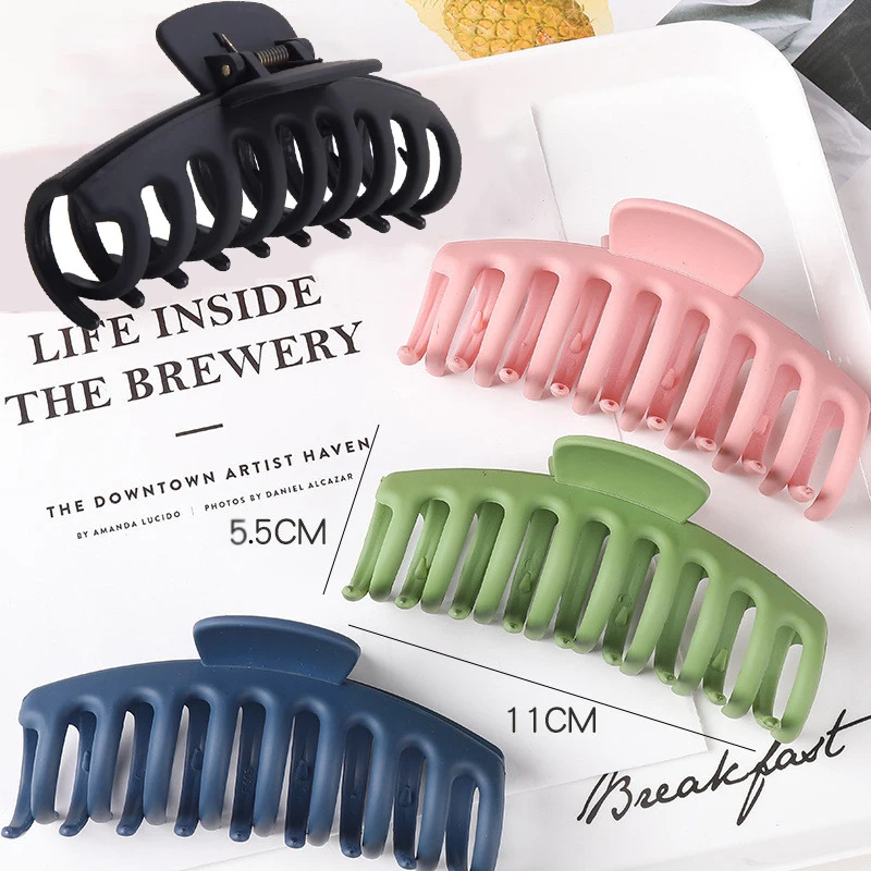 

4Pc Solid Big Hair Claws Elegant Frosted Acrylic Hair Clips Hairpins Barrette Headwear for Women Girls Hair Accessories