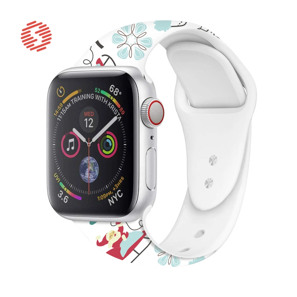 

ShengOne Christmas Patterns Style Watchband for Apple Watch Series 5 4 44 40MM Silicone Sport Band Wristband Accessory 3 38 42MM