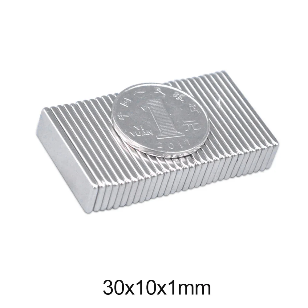 10~200pcs Thin Quadrate Permanent Magnet 30x10x1 Thickness 1mm Neodymium N35 30x10x1mm Block Strong sheet 30*10*1 | Обустройство дома