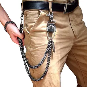 Imported Waist Chain 2 Lines Punk Jean Adjustable Hip-hop Metal Chain Boy Clothing Accessories Men's Skull He
