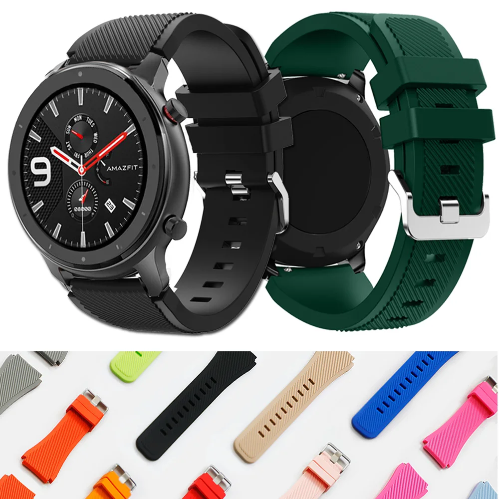 

Ремешок силиконовый для Amazfit GTR 42 мм 47 мм, спортивный браслет для часов Stratos 3 2 Pace GTS, Сменные аксессуары, 20 мм 22 мм