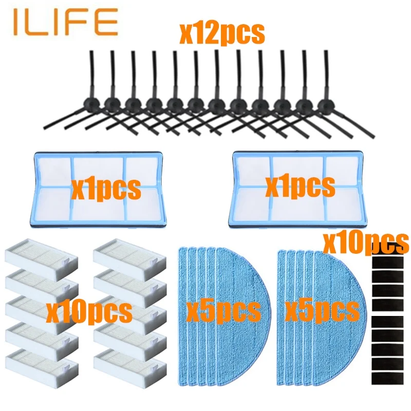 Боковая щетка hepa фильтр Швабра Ткань Основной пылевой фильтр для ilife V50 V55 ilife v5 v5s V3 V3s v5pro x5 v5s pro запчасти пылесоса - Цвет: ilife-v3v5ZUHE44