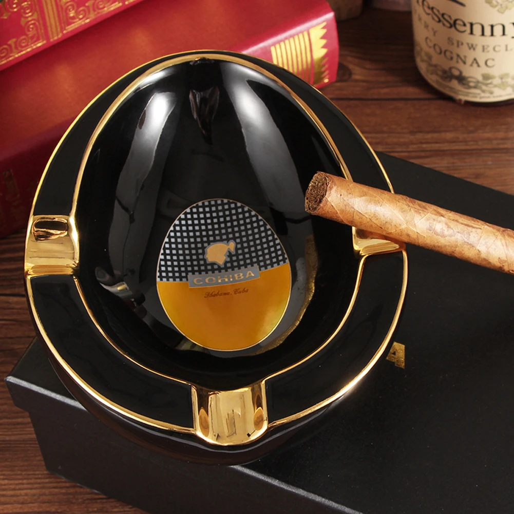 

Портативная пепельница для сигар COHIBA, керамическая пепельница для улицы, Классический домашний держатель для сигар, гаджеты, большие дорож...