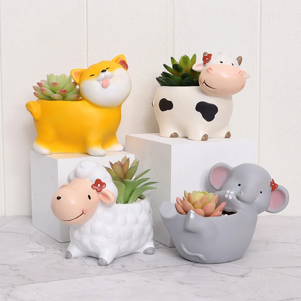 

Animal Ceramic Flower Pot Home Garden Desktop Decoration Fun Gardening Succulent Flower Pot Potted Plants Support for Flowers