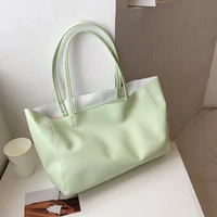 candy color large big tote bag women 2021 summer casual shoulder bags solid pu leather handbags shopper shopping bags female