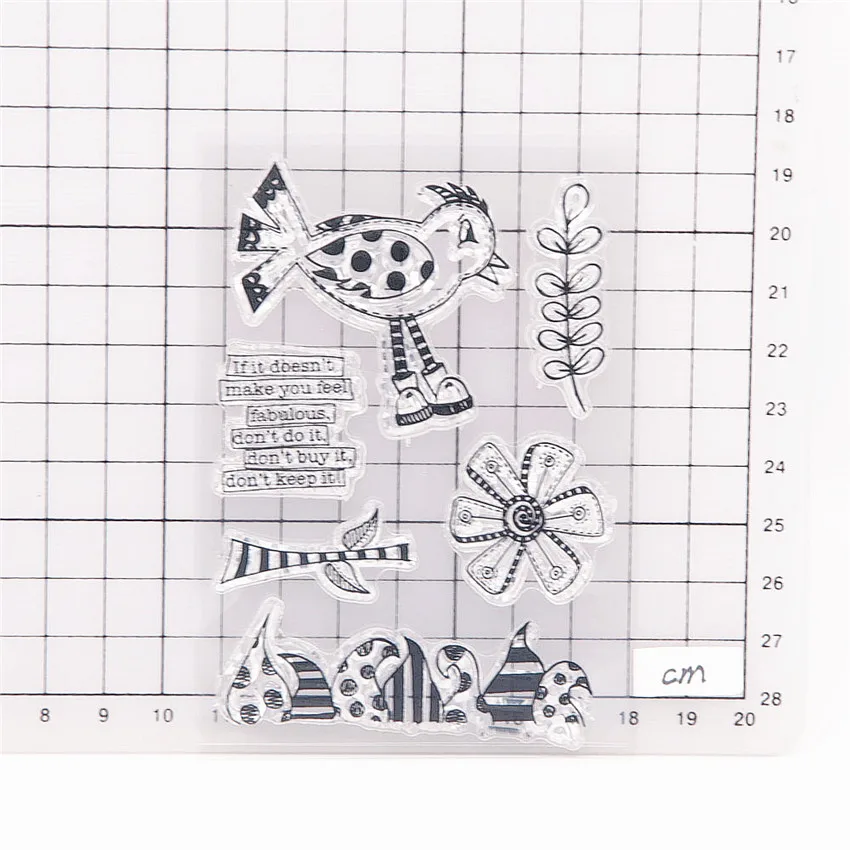 Прозрачные штампы с рисунком сказочной птицы 7 5 х10 см|Штампики| |