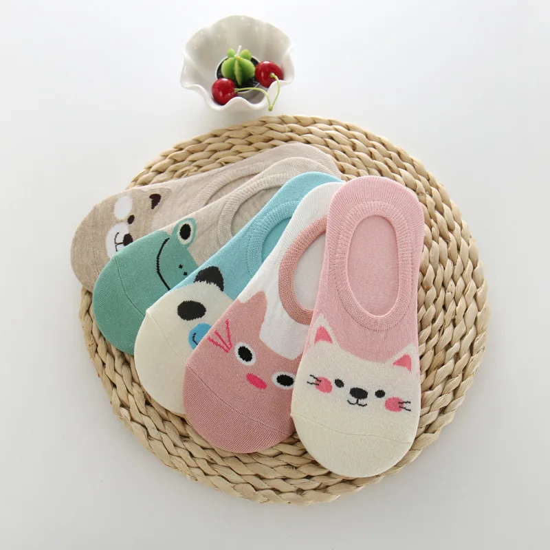 5 пар женские носки яркие цвета маленькие Носки с рисунком животных летние