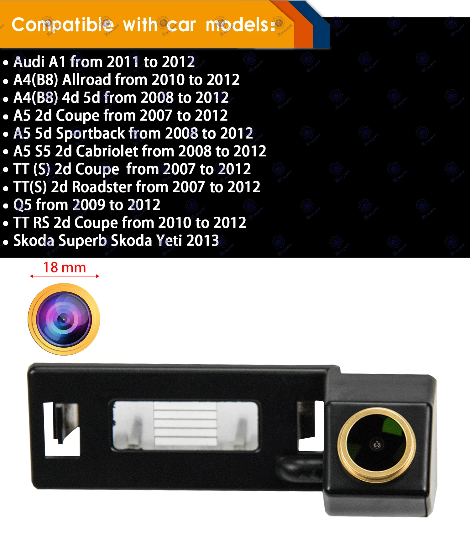 HD 720P Золотая камера заднего вида для Audi A1 A4 B8 A5 5D S5 TT Roadster Q5 RS Coupe Cabriolet /Skoda Superb Skoda Yeti