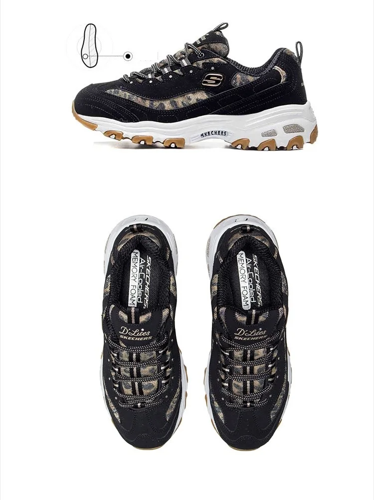 Skechers D'lites/Женская обувь; Платформа для ходьбы; обувь для папы; удобная сетчатая Уличная обувь; zapatillas deporte mujer; 13148-BKW