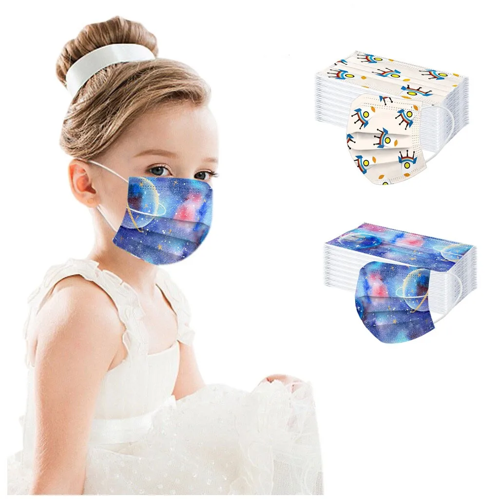 

100PCS Disposable Non-woven Face Mask Fashion Children Star Printed 3 Layer Mask Design Mask Disposable Mouth Mask Mascarillas