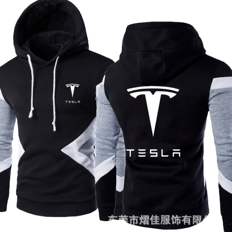 

Толстовка мужская с капюшоном и логотипом автомобиля Tesla, на осень