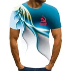 Мужская футболка с коротким рукавом и 3D-принтом, яркая облегающая футболка с круглым вырезом и принтом молнии, лето 2021