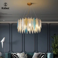 kobuc nordic glass chandelier fixture for living room bedroom home decor gray gold white blue glass chandeliers lighting dining