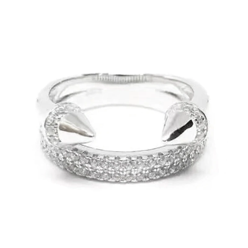 

Simple Open Adjusted Rings Micro Pave Clear Cz Spike Rivet Design European Women Trendy Jewelry