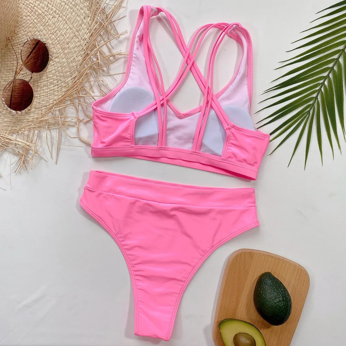 

Woman Swimsuit Sexy Bikini 2021 New Bikini Set Bathing Suit Women Solid Color Beachwear Bikini Two Piece Suit