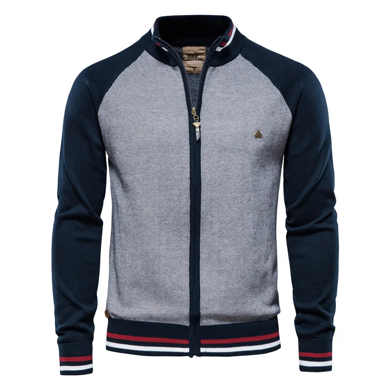 

2021 Autumn New Casual Sweater Spot Men's Raglan Sleeve Jacket Casual Splicing Men's Sweater Cardigan Coat Clothing Knitted