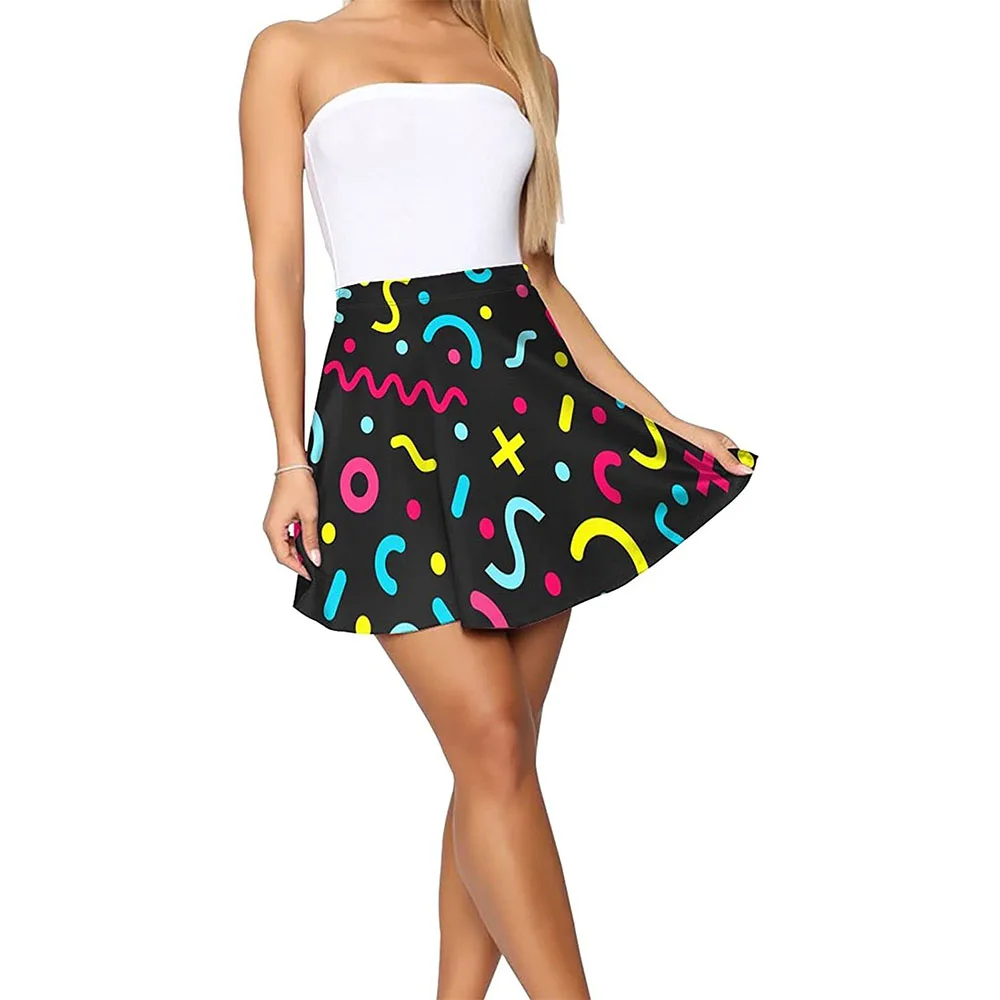 

Seamless Wave Shark Short Umbrella Skirt Print Wear Outdoor High-waisted Flared Female Mini Skirt When Going Out