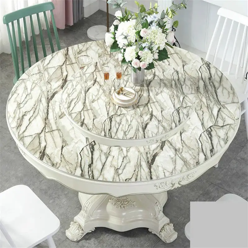 Потертая шикарная пластиковая круглая скатерть из ПВХ с начесом Toalha De Mesa | Дом и