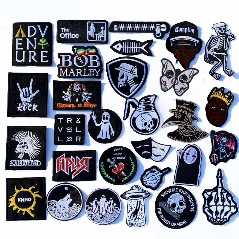 Праджня черно белый одежда вышитая нашивка аппликация с текстовой нашивкой