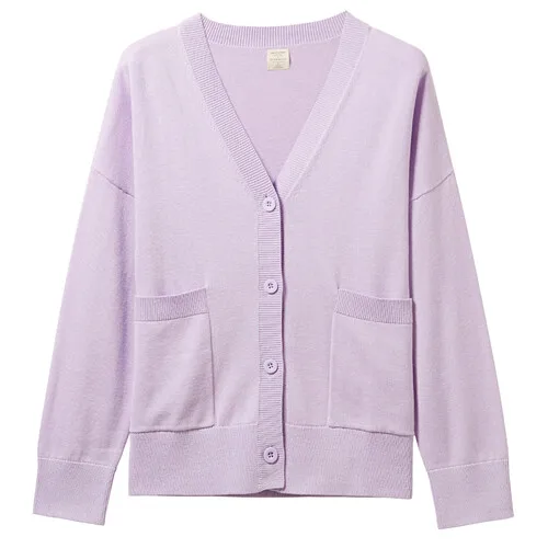 23Purple Giordano женский кардиган с v образным вырезом на пуговицах, из натурального хлопка - Цвет: 23Purple