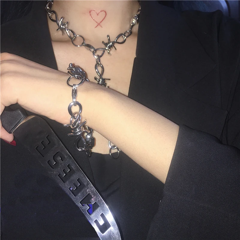 Ожерелье из колючей проволоки для мужчин и женщин панк готика колье до ключиц Юди