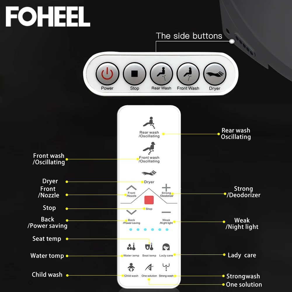 Чехол для биде FOHEEL умное сиденье унитаза со светодиодной подсветкой|Сиденья