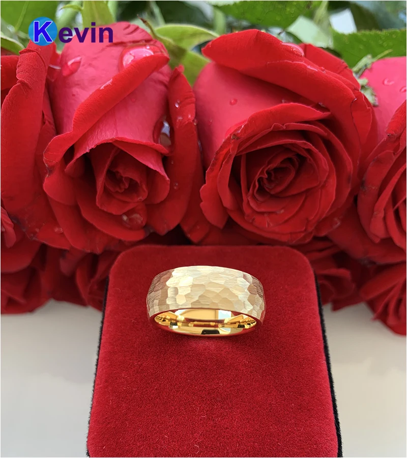 Желтое золото обручальное кольцо для мужчин женщин многогранная матовая отделка