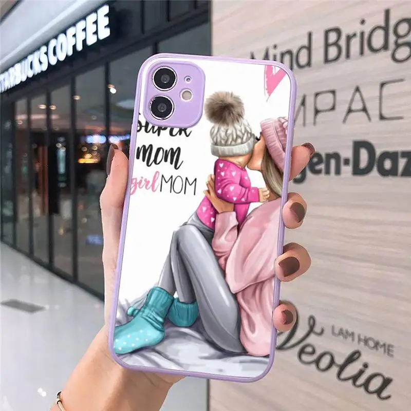 

Fashion Super Dad Mom Baby Girl Phone Case Matte Transparent for iPhone 7 8 11 12 s mini pro X XS XR MAX Plus cover funda