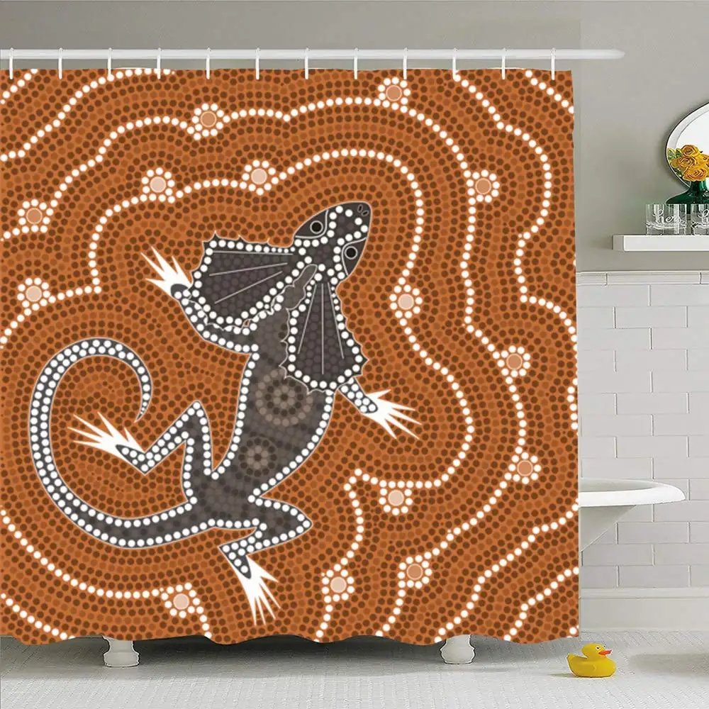 Душевая занавеска с крючками 60x72 на основе символов аборигена|Шторы для душа| |