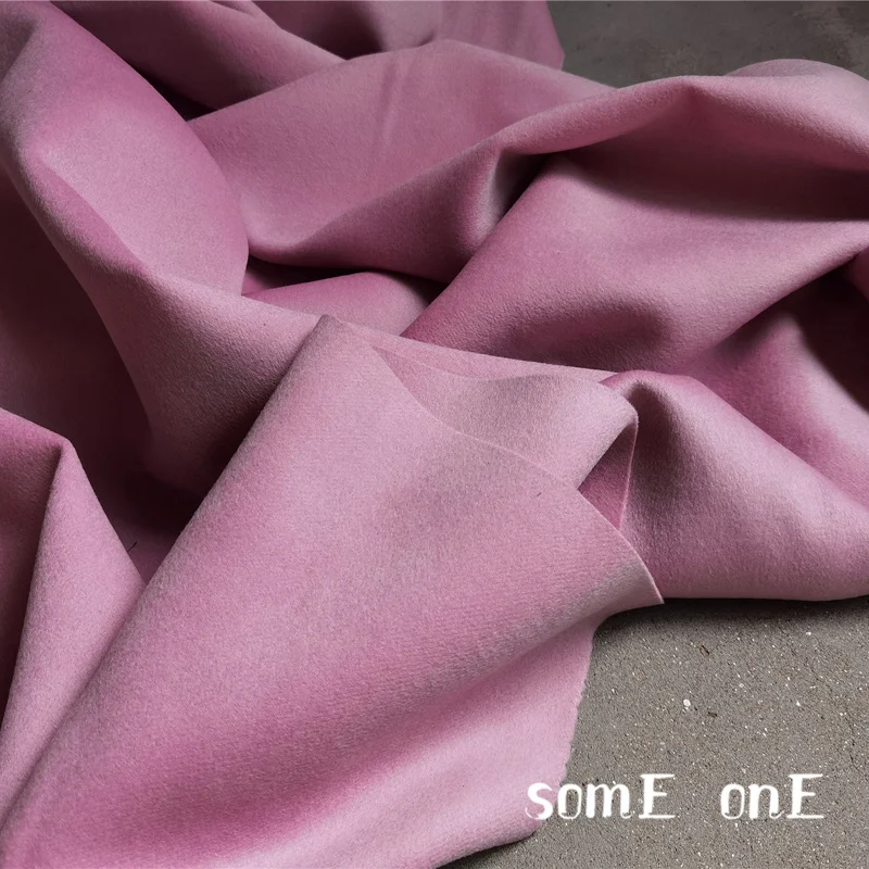 

Sheep's Wool Fabric Pink Double-Face 98% wool Keep Warm DIY Outwear Autumn Winter Jacket Overcoat Designer Fabric 800g/meter