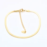 simple flat snake chain anklets for women gold plated stainless steel beach foot jewelry leg chain ankle bracelet jewllery gifts