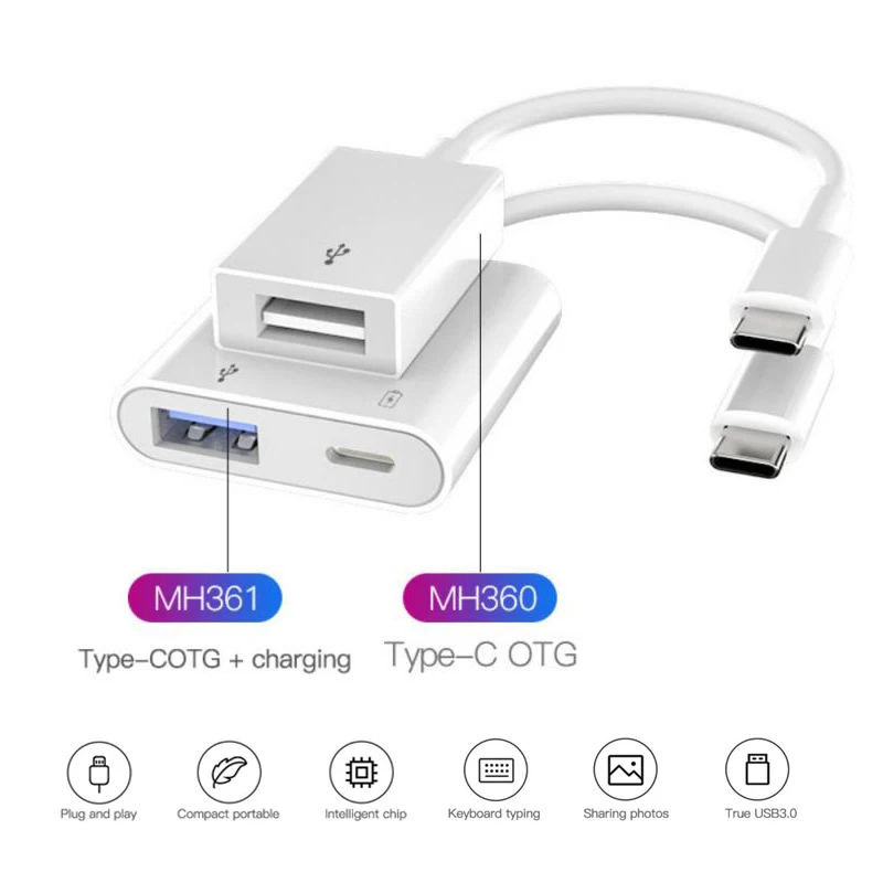 Кабель OTG 2 в 1 переходник с Type C на USB для зарядки Samsung iPad Macbook Huawei Xiaomi USBC конвертер U