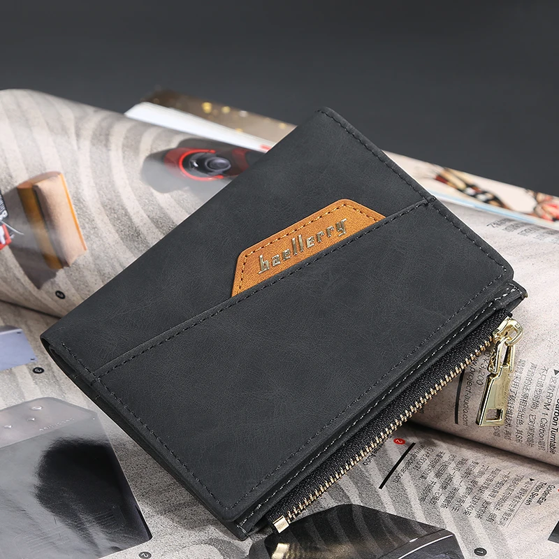 Мужской короткий кошелек вертикальный с несколькими отделениями для карт zero