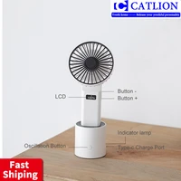 digital display shake head handheld fan with gear and power display 4000 ma large capacity five gear portable small fan