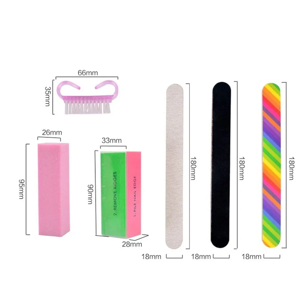 

hengfang6pcs/set Nail Kit Art Sand Files Buffer Sponge Block Brush Gel Polish Set Acrylic Manicure Tools for Home Salon