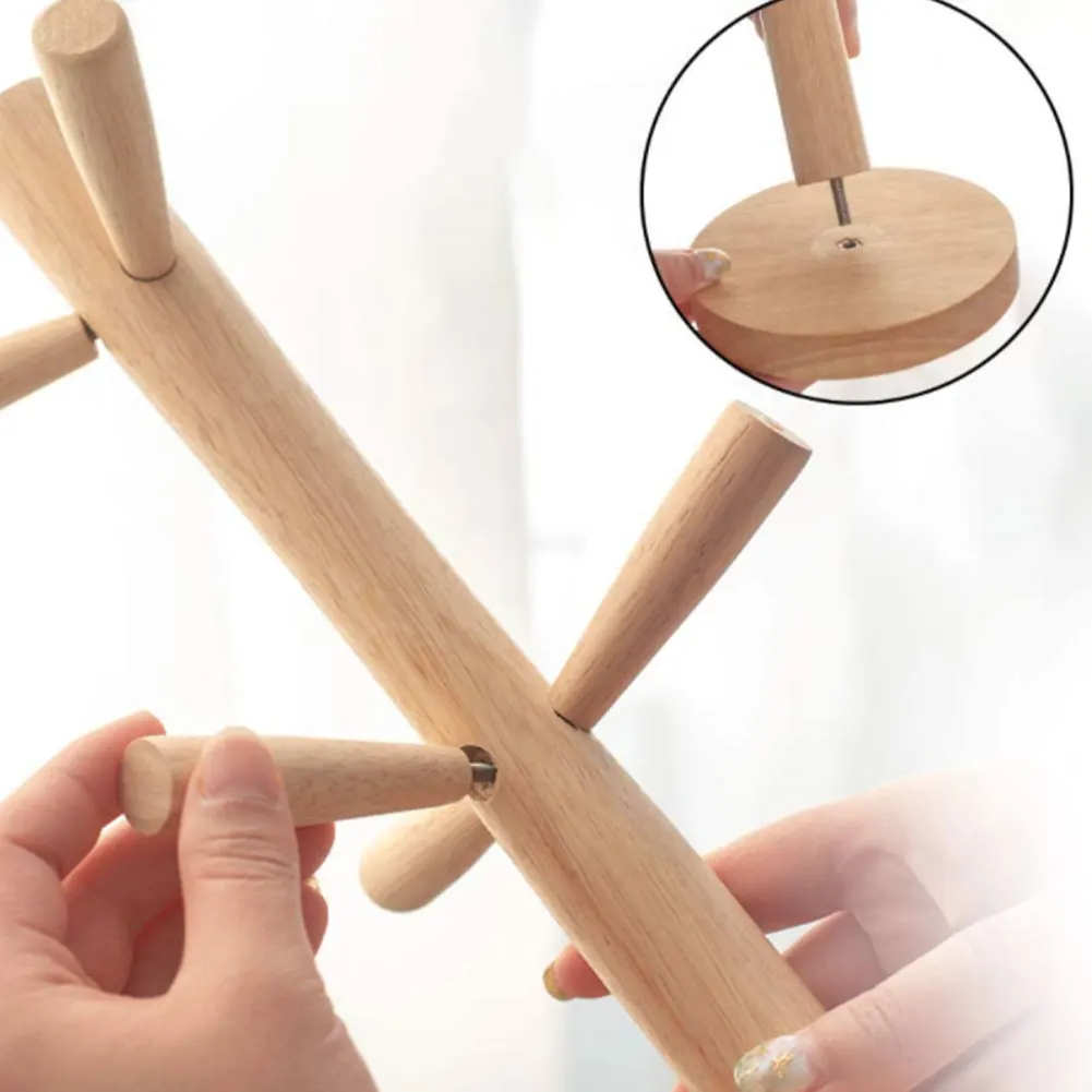 

Mug Tree Tabletop Wooden Cup Holder Rack Coffee Mug Storage Organizer Display Drip Stand Tree Rack Tabletop Holder Draining Rack